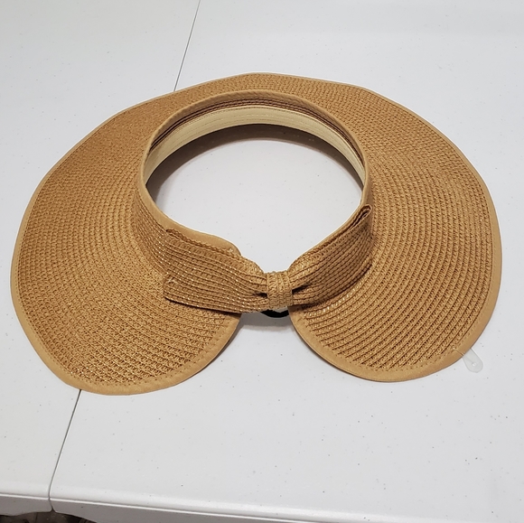 Loft Outlet Bow Straw Beach Tan Visor - Picture 4 of 6